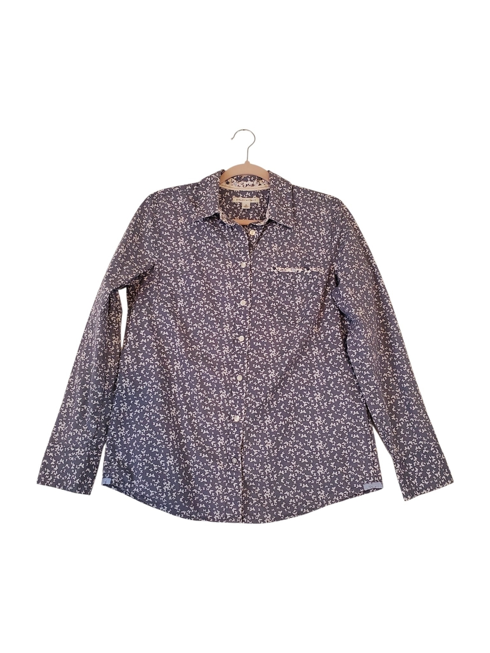 Banana Republic Blue Cotton Floral Button Down Floral Shirt Women Size Medium